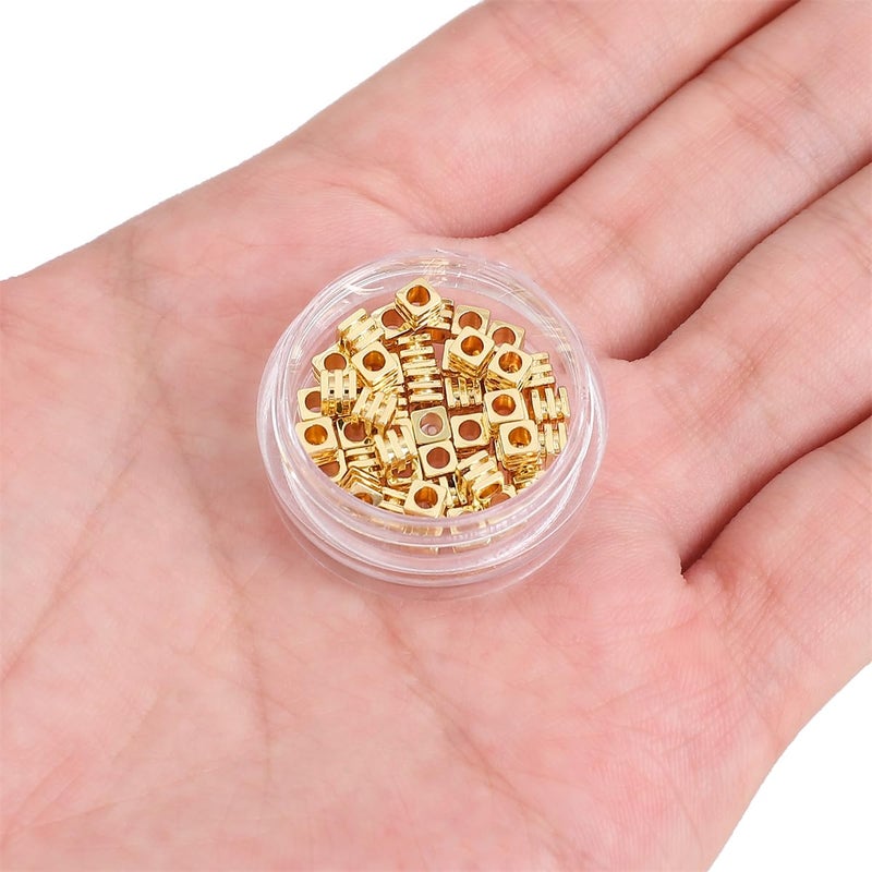Beadia 14K Gold Plated Cube Spacer Beads Draw Line 3X3Mm 50Pcs For Jewelry Making Findings Non Tarnish - Image 5