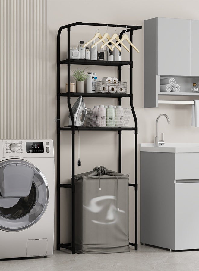 DUNISO 3-Tier Stable Bathroom Shelf Organizer Over The Toilet/Washing Machine Storage Rack Space Saver Shelving Units with Clothes Hanging Rod-Space Saving, Stable, Multifunctional - Image 5