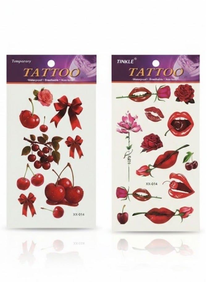 ورقتان من ملصقات الوشم المؤقتة  للنساء