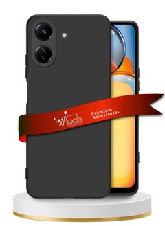 دبليو تيك غطاء حماية من السيليكون السائل الناعم لهاتف Xiaomi Redmi 13C 4G 2023 / Xiaomi Poco C65 4G 2023 أسود 
