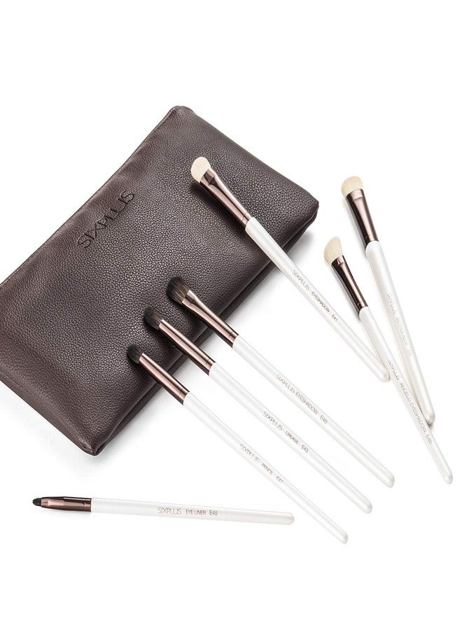 SIXPLUS 7Pcs Pearly White Eyeshadow Brush Set Professional Eye Brushes with Portable Bag - Image 4