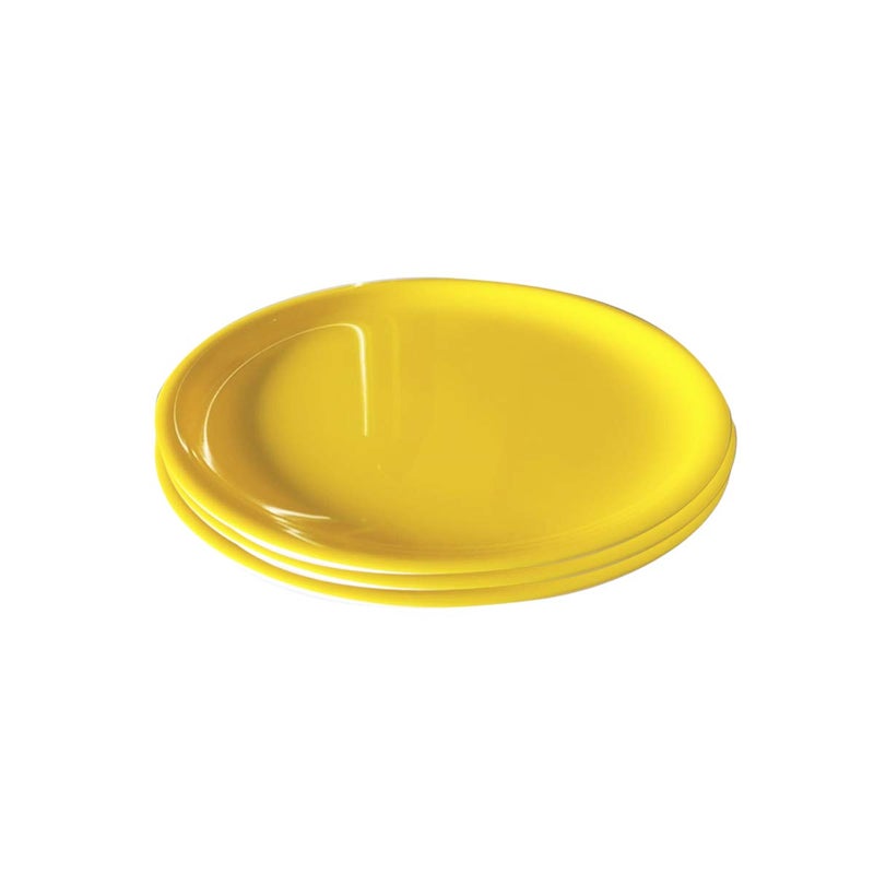 Urmila Plastic Yellow Colour Unbreakable Acrylic Microwave Safe Round Dinner Plates Set 3 Plates Size 11 Inch 11 Inch 3 Plates - Image 1