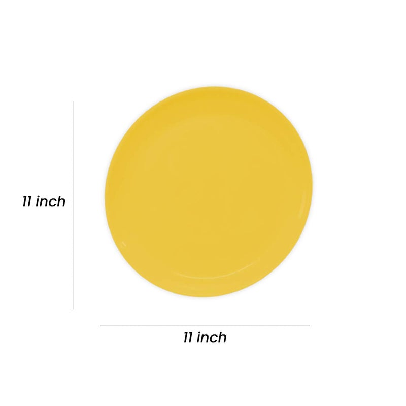 Urmila Plastic Yellow Colour Unbreakable Acrylic Microwave Safe Round Dinner Plates Set 3 Plates Size 11 Inch 11 Inch 3 Plates - Image 2