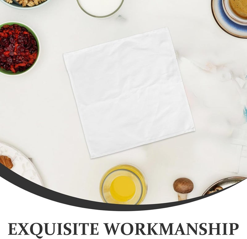 Beavorty 10pcs White Cotton Dinner Napkins 30x30cm Absorbent Reusable Cloth Napkins Soft Washable Table Wipes for Dining Kitchen and Beverage Use - Image 3