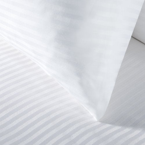 LINENWALAS 300TC 12 Double Bedsheets with 24 Pillow Covers Luxury Bedsheets in White Stripes Soft and Smooth 100 x 112 - Image 2