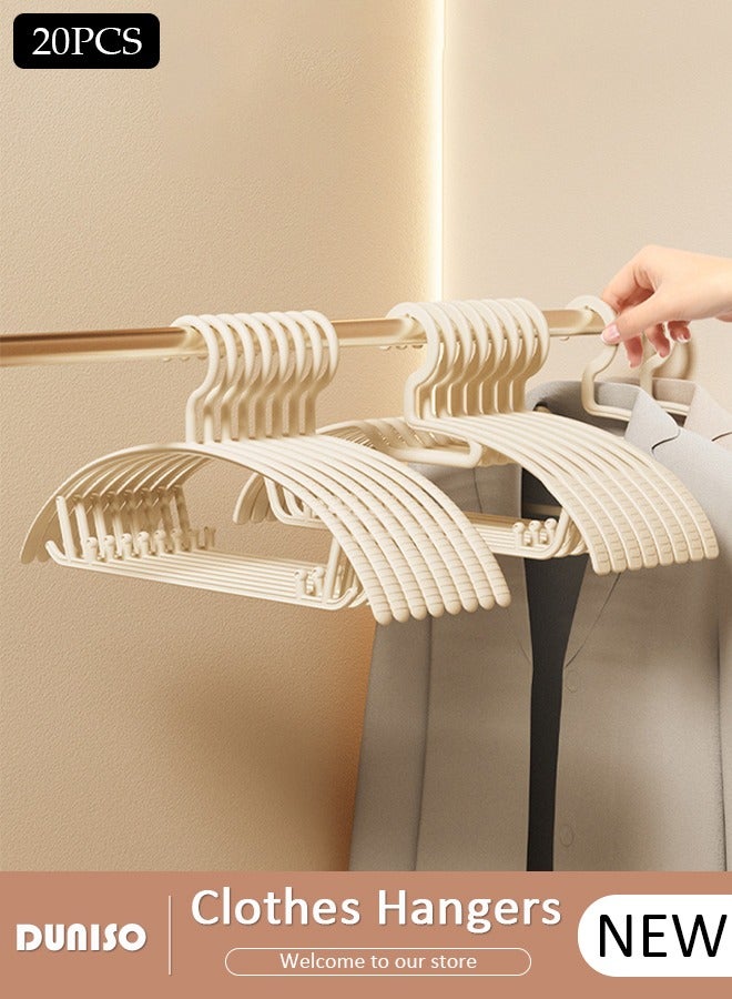 DUNISO 20 Pcs Plastic Clothes Hanger, Non-Slip Strong and Durable Hanger with Notches, Hangers for Wardrobe, Cloth Display Rack for Space Saving Closet Storage Organizer, Heavy Duty Adult Hanger For Coat, Suit  - Image 1