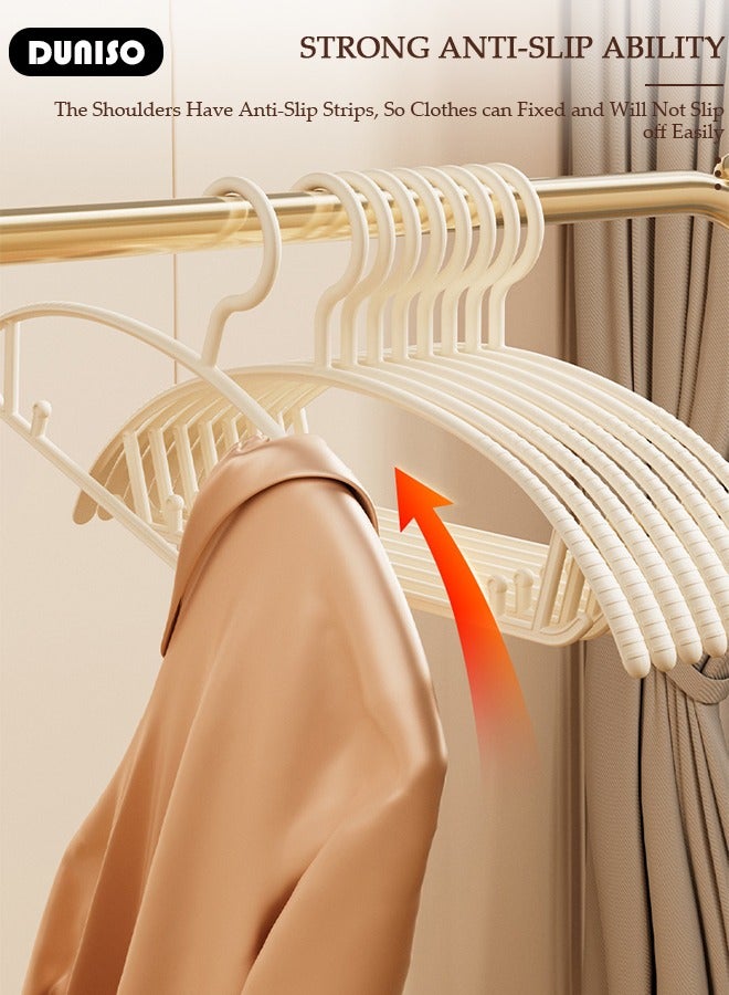DUNISO 20 Pcs Plastic Clothes Hanger, Non-Slip Strong and Durable Hanger with Notches, Hangers for Wardrobe, Cloth Display Rack for Space Saving Closet Storage Organizer, Heavy Duty Adult Hanger For Coat, Suit  - Image 2