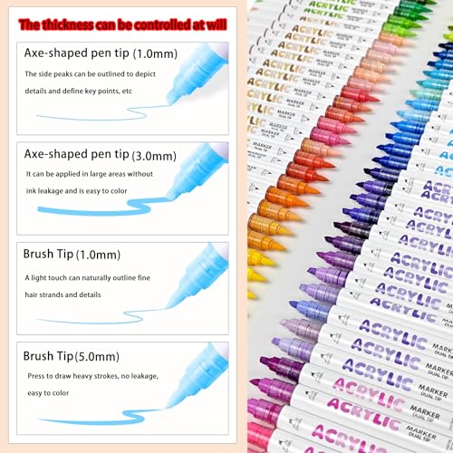 ZZWUAPT Light Brown Dual Tip Acrylic Paint Markers,Acrylic Paint Pens For Rock Painting Wood Fabric Canvas Glass Plastic Art Painting Supplies Kit (1-5MM Brush Tip& Fine Tip) - Image 5