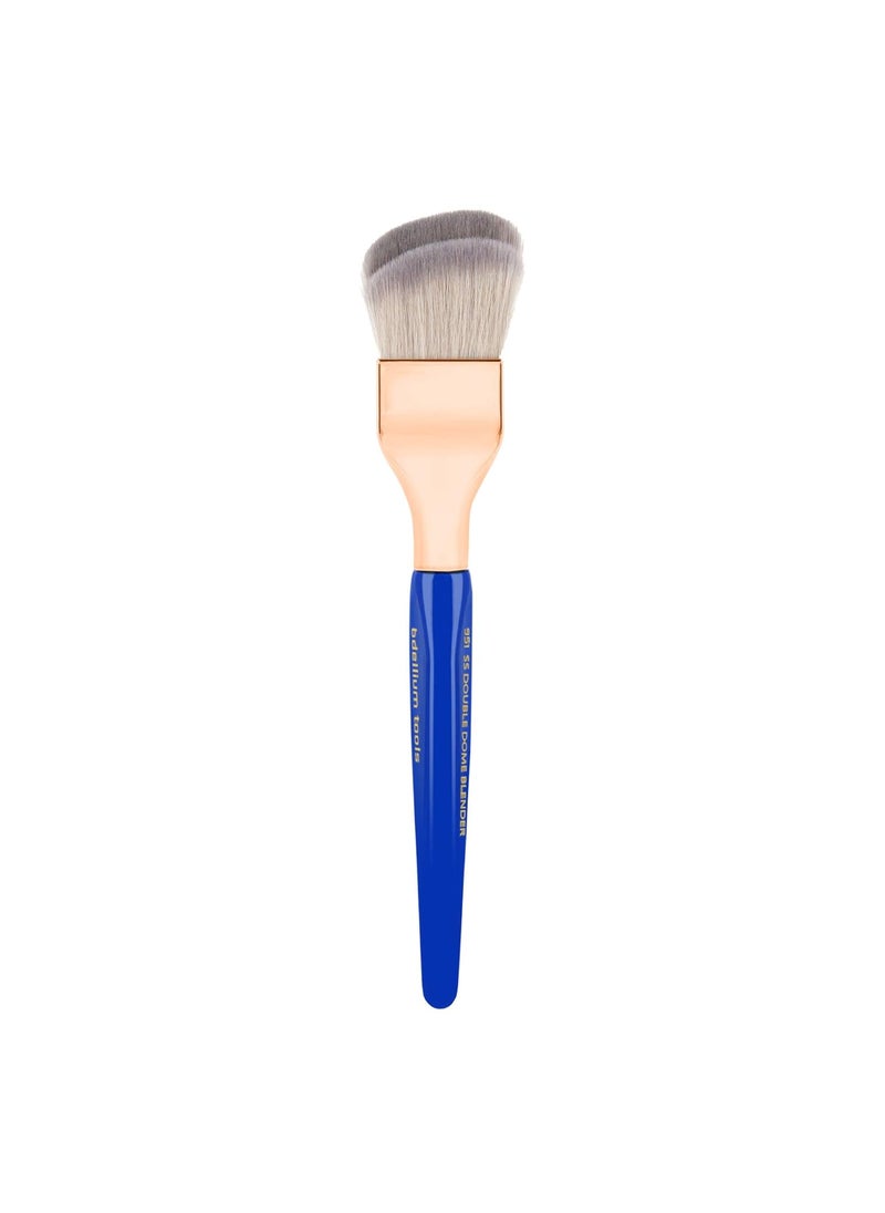 Bdellium Tools Bdellium Tools Professional Makeup Brush - Golden Triangle 951 Small Slanted Double Dome Blender - With All Vegan and Soft Synthetic Fibers, For Application & Blending (Blue, 1pc) 
