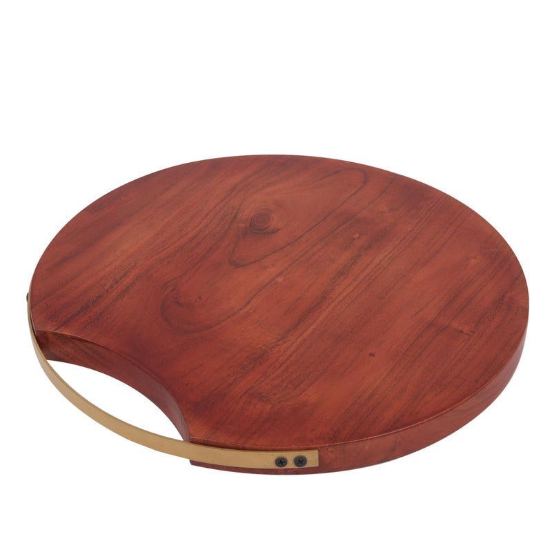 Anything & Everything Wooden Serving Platter Cheese Board with Golden Handle for Snacks - Image 2