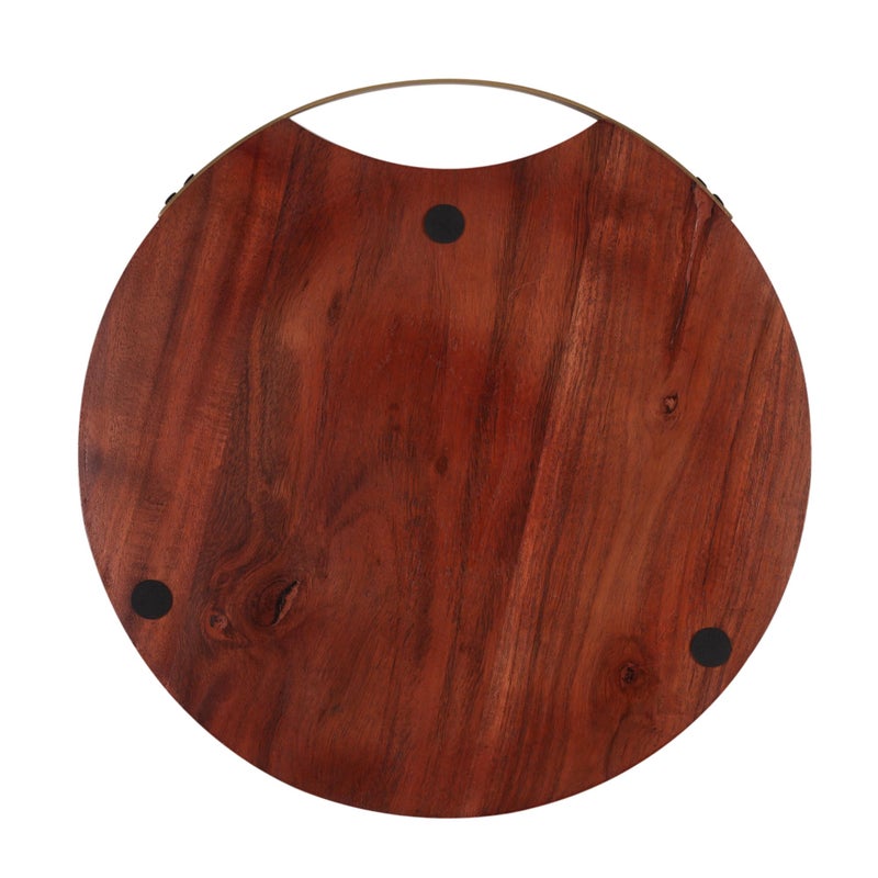 Anything & Everything Wooden Serving Platter Cheese Board with Golden Handle for Snacks - Image 4