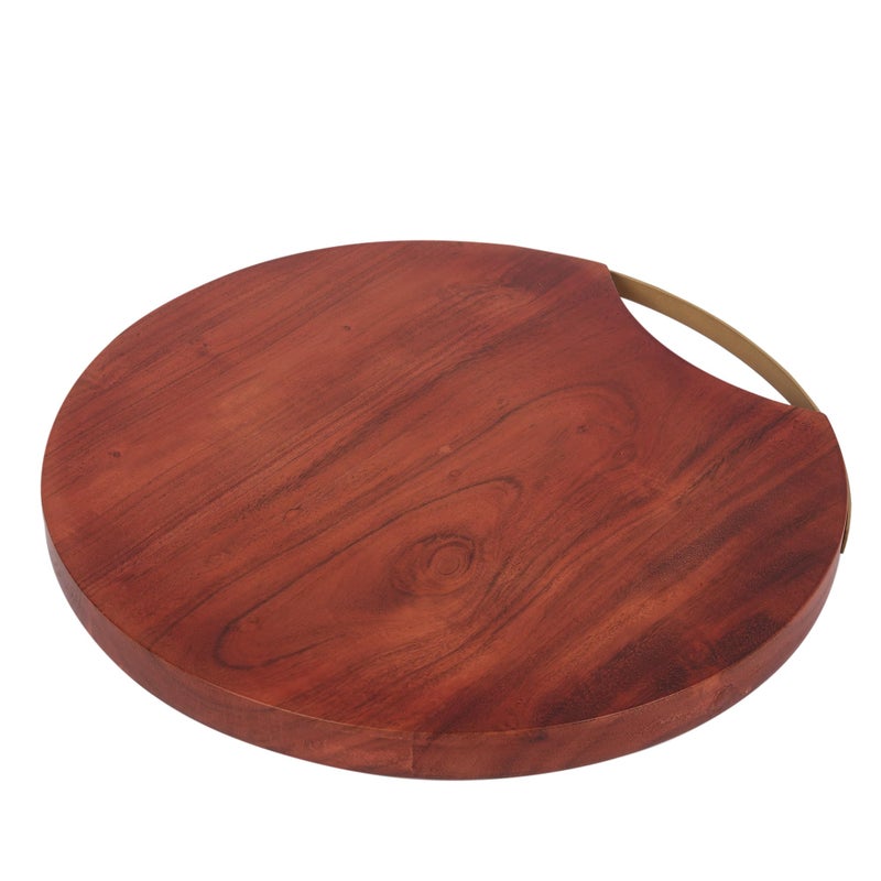 Anything & Everything Wooden Serving Platter Cheese Board with Golden Handle for Snacks - Image 1