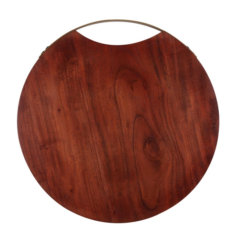 Anything & Everything Wooden Serving Platter Cheese Board with Golden Handle for Snacks - Image 3