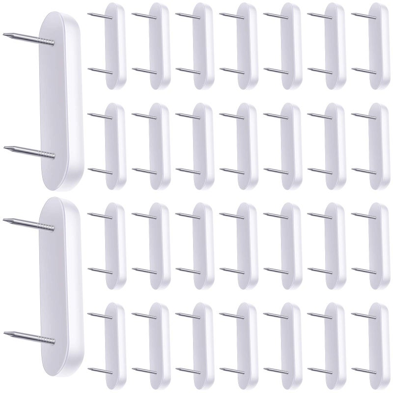 Jetec Jetec Plastic Head Double Pins Bed Skirt Holding Pins White Furniture Chair Leg Brooch Glide Nails Holding Brooch for Slipcovers and Bedskirts30 Pieces 