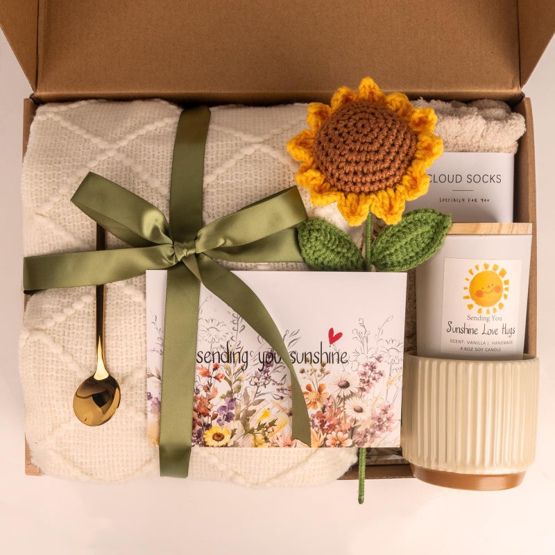 Anforsun Sending Sunshine Sunflower, Thinking of You Care Package Unique Gift Baskets for Women, Best Friend Birthday and Get Well Soon - Image 2