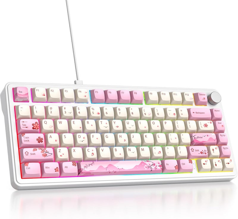 surmen 75% Pink Wireless Mechanical Keyboard Tri-Mode for PC/Laptop (Ying) | BT5.0/2.4Ghz/USB,Hot-Swap,RGB Backlit,Creamy Sounding - Image 1