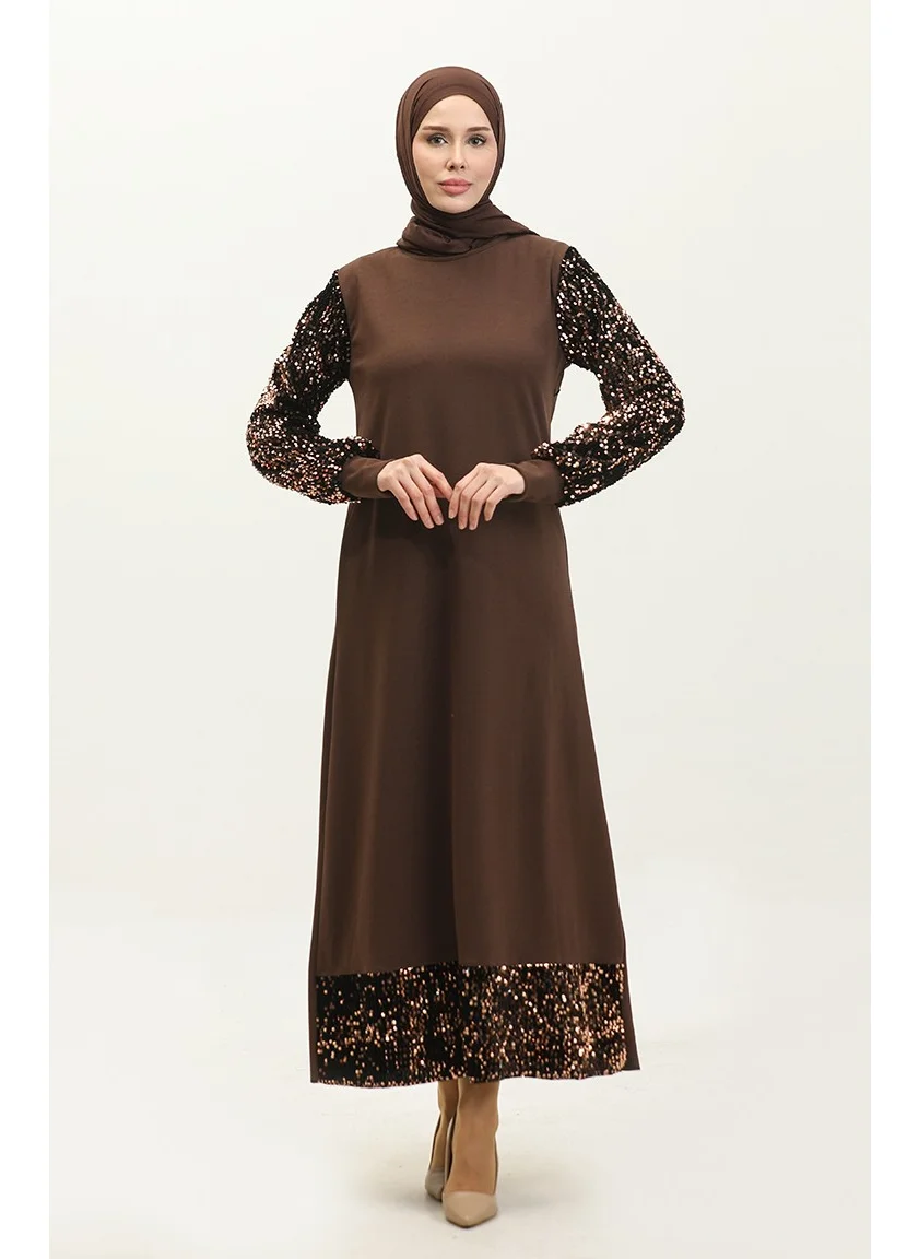 سيفا ميرفي Sequined Evening Dress 0305-03 Brown