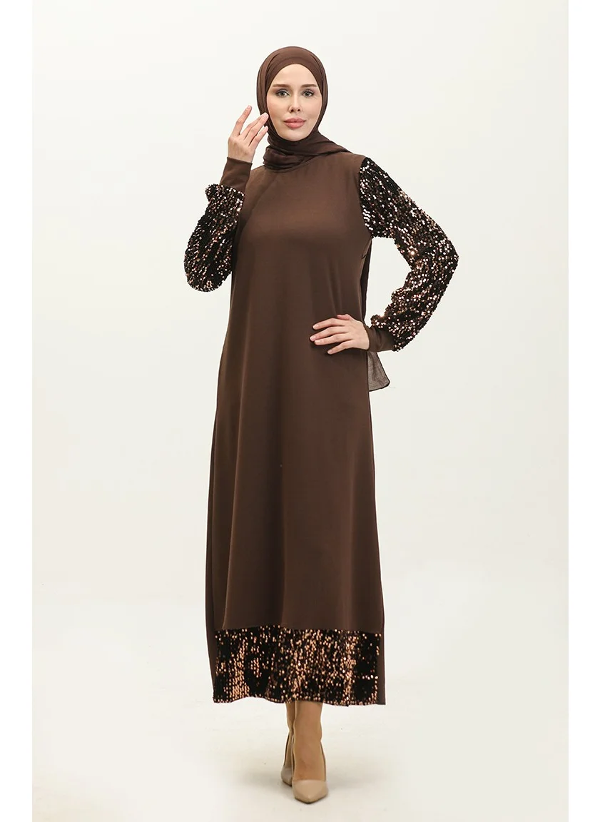 سيفا ميرفي Sequined Evening Dress 0305-03 Brown