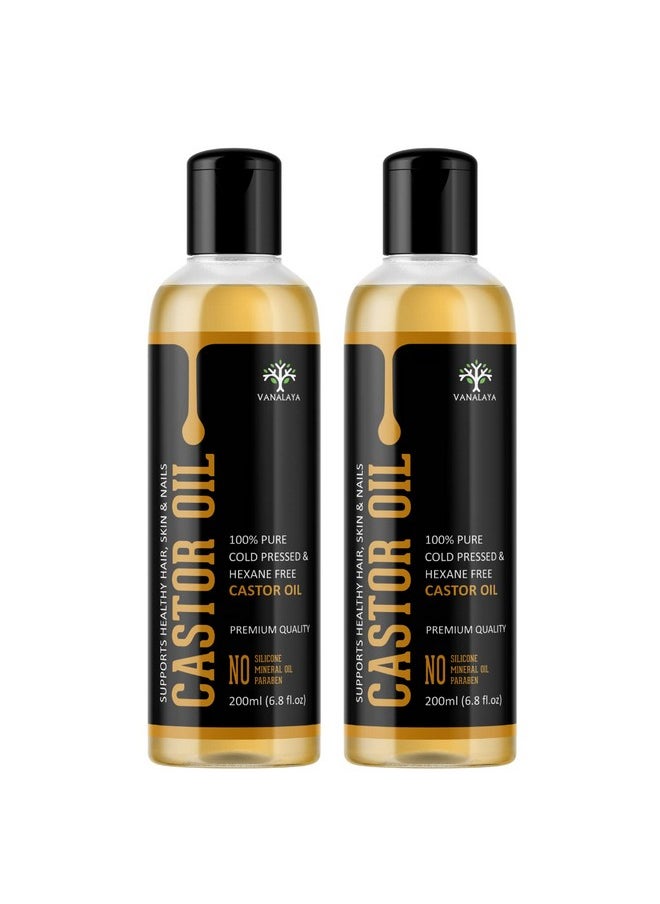 VANALAYA - Pure Cold Pressed Castor Oil For Stronger Hair, Skin & Nails , No Mineral Oil & Silicones, 400 Ml (2X200Ml) - Image 1