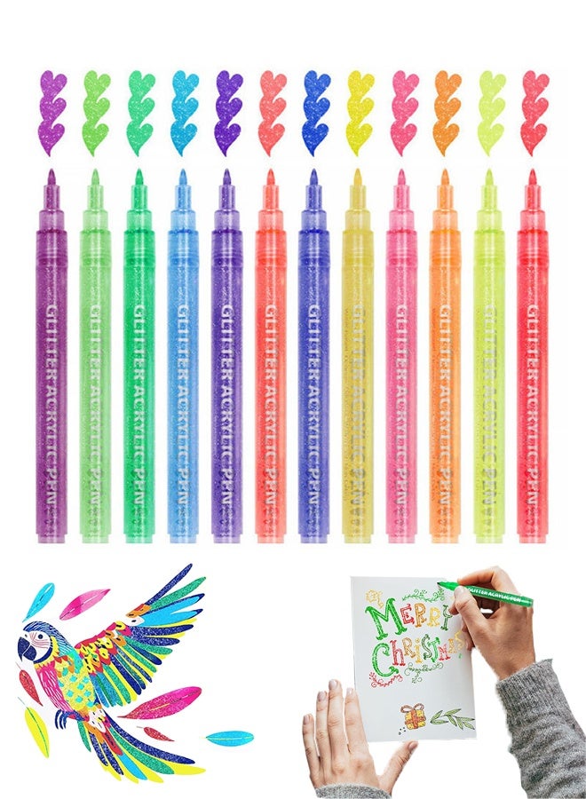 Lemon 12 Colors Glitter Markers Glitter Gel Pens Coloring Markers for Adults Metallic Paint Pens for Crafts Greeting Cards Poster Art Supplies  Stuffers Gifts - Image 1