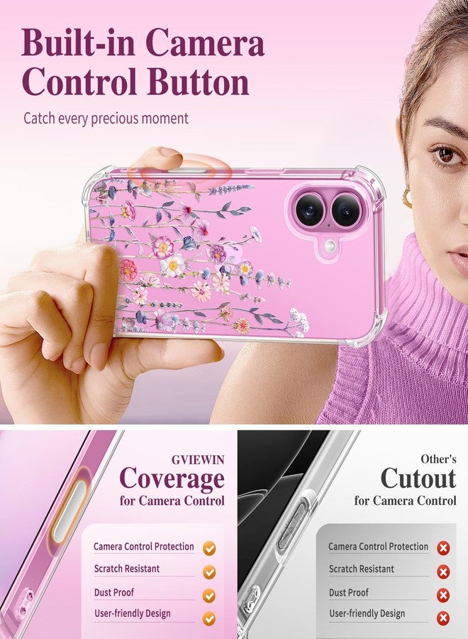 جراب GVIEWIN لهاتف iPhone 16، مع واقي للشاشة وواقي لعدسة الكاميرا، غطاء هاتف شفاف ناعم رفيع مقاوم للصدمات بنقشة زهور للنساء 2024 مقاس 6.1 بوصة (فلوراتوبيا/ملون) - Image 5