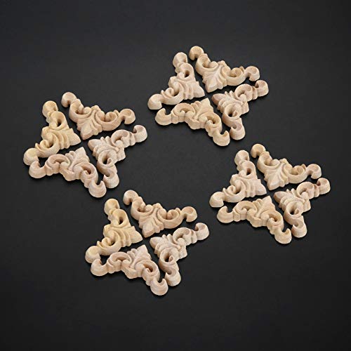 MUXSAM 20Pcs Furniture Onlay Applique Frame for Home, 4x4cm/1.57"x1.57", Unpainted Woodcarving Corner Decal Cabinet Door Wall Ceiling Dresser - Image 4