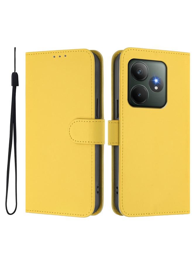 S-TOP Case For Realme GT 6 5G Global Skin Feel Solid Color Leather Phone Case with Lanyard - Image 2