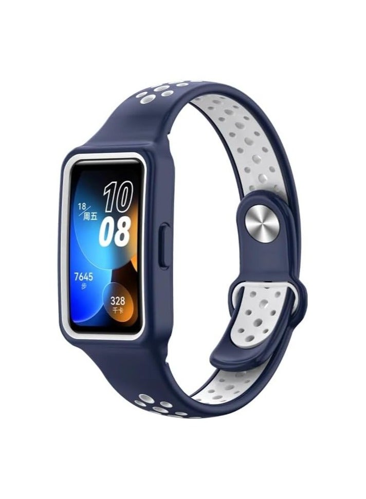 Strap Compatible with Huawei Band 9/8, Soft TPU Watch Strap, Strap Replacement [innovative design] (Blue @ White)