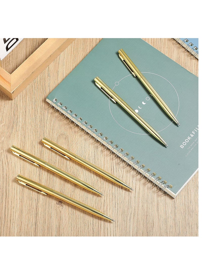 KASTWAVE 26 Pcs Slim Metallic Retractable Ballpoint Pens, Ballpoint Pen, 1 mm Medium Point Black Ink Pen, Metal Pens Set for Business, Office Supplies, Wedding, Students and Teachers (Gold) - Image 4