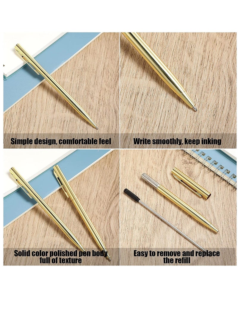 KASTWAVE 26 Pcs Slim Metallic Retractable Ballpoint Pens, Ballpoint Pen, 1 mm Medium Point Black Ink Pen, Metal Pens Set for Business, Office Supplies, Wedding, Students and Teachers (Gold) - Image 3