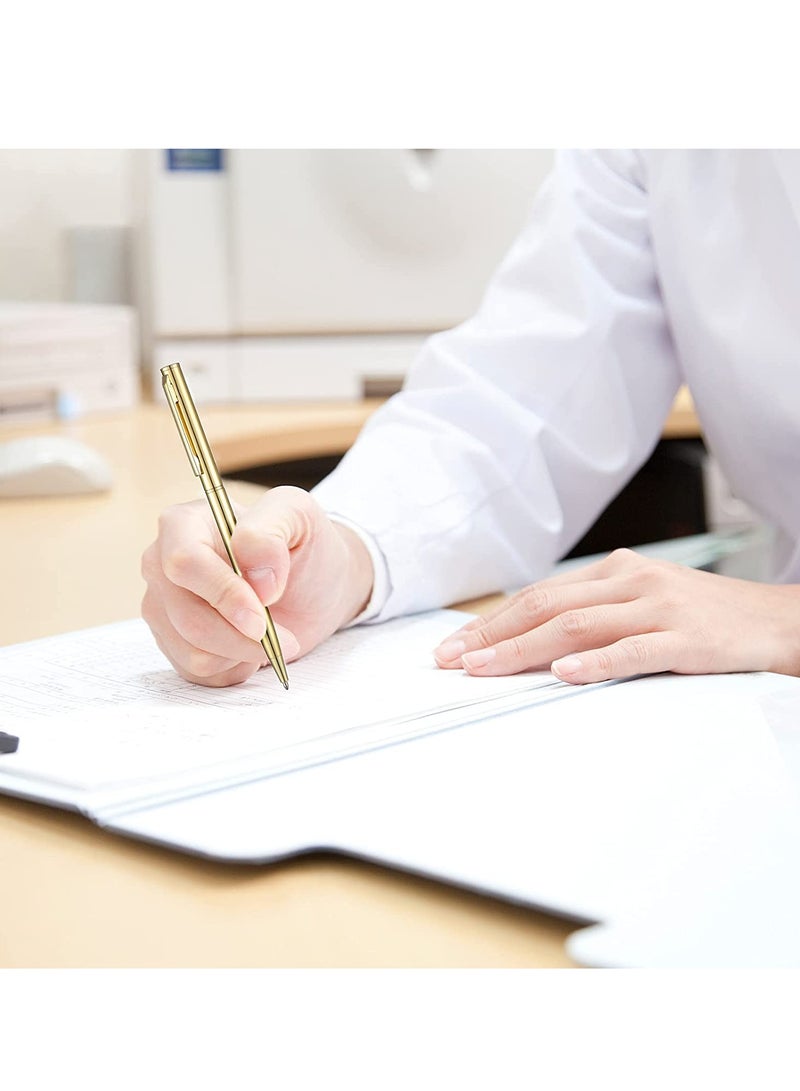 KASTWAVE 26 Pcs Slim Metallic Retractable Ballpoint Pens, Ballpoint Pen, 1 mm Medium Point Black Ink Pen, Metal Pens Set for Business, Office Supplies, Wedding, Students and Teachers (Gold) - Image 5