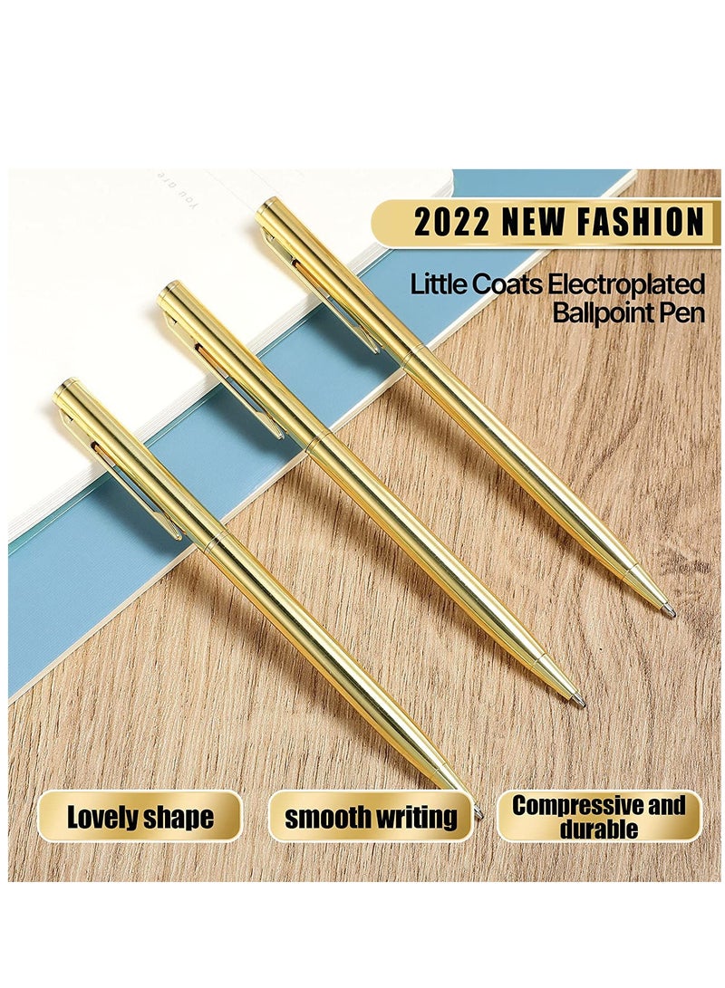 KASTWAVE 26 Pcs Slim Metallic Retractable Ballpoint Pens, Ballpoint Pen, 1 mm Medium Point Black Ink Pen, Metal Pens Set for Business, Office Supplies, Wedding, Students and Teachers (Gold) - Image 2