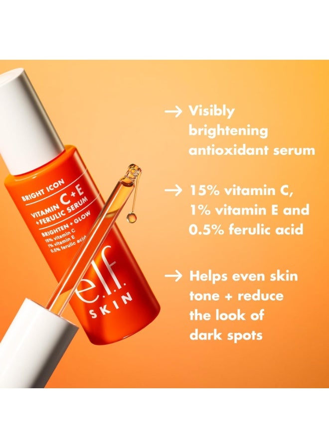 إلف e.l.f. SKIN Bright Icon سيروم بفيتامينات C + E + حمض الفيروليك، سيروم للوجه لتفتيح وتهدئة البشرة، يساعد على توحيد لون البشرة، نباتي ولم يُختبر على الحيوانات، 30 مل - Image 4