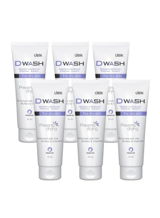 UBIK Ethiglo Dwash Moisturising Facial Wash 70ml (Pack of 6) - Image 1