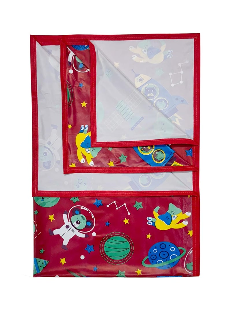 EcoSoft Plastic Sheet|PVC Sheet for Kids|Bed Wetting Protector|90 x 135 cm|3 x 4.5 Feet (RED Rocket) - Image 1