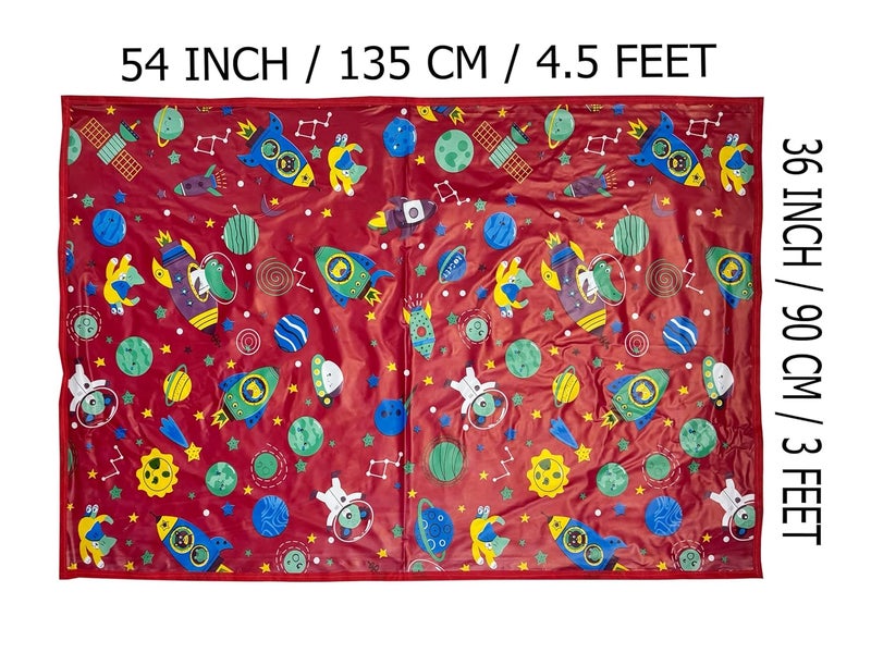 EcoSoft Plastic Sheet|PVC Sheet for Kids|Bed Wetting Protector|90 x 135 cm|3 x 4.5 Feet (RED Rocket) - Image 4