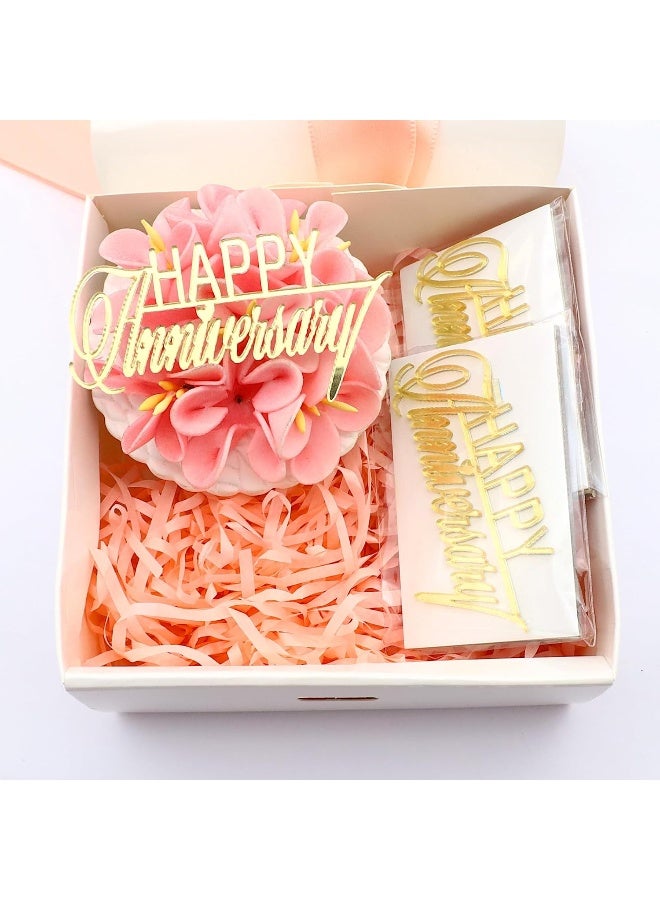 TPGP Happy Anniversary' Cupcake Toppers Engraved Charms - Pack of 6 - Anniversary Party Cupcake Toppers - Celebration Cupcake Toppers - Acrylic Cake Topper - Gold - Image 2