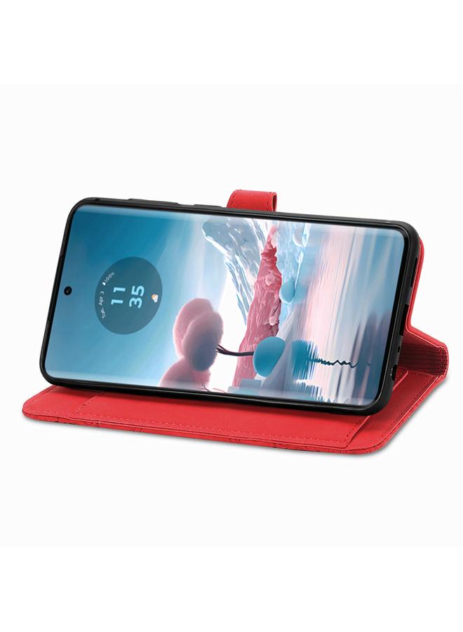 اس-توب جراب لهاتف موتورولا موتو إيدج 40 نيو، جراب هاتف جلدي بسحاب منقوش عليه زهور - Image 5