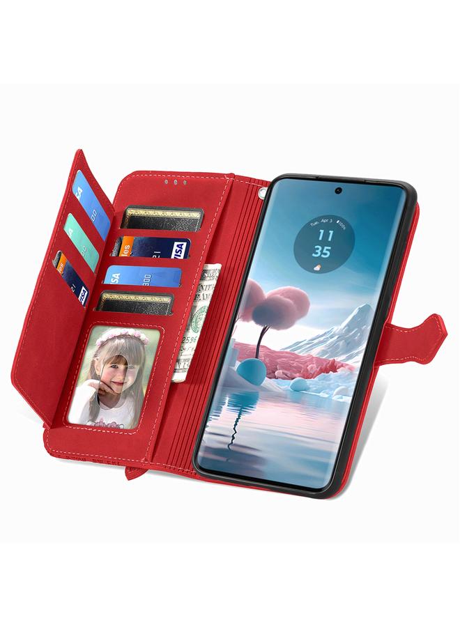 اس-توب جراب لهاتف موتورولا موتو إيدج 40 نيو، جراب هاتف جلدي بسحاب منقوش عليه زهور - Image 4