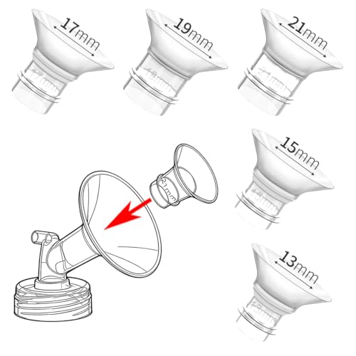 Hodaqe 5 Pcs Flange Insert for Breast Pump, 24mm Shields/Flanges Sizing Kit, Suitable for Medela Milk Pump for Breastfeeding Inserts Accessory (Size: 13/15/17/19/21mm) - Image 1