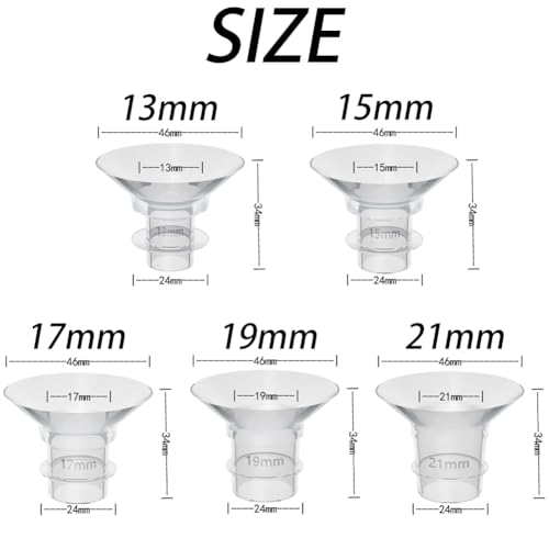 Hodaqe 5 Pcs Flange Insert for Breast Pump, 24mm Shields/Flanges Sizing Kit, Suitable for Medela Milk Pump for Breastfeeding Inserts Accessory (Size: 13/15/17/19/21mm) - Image 4