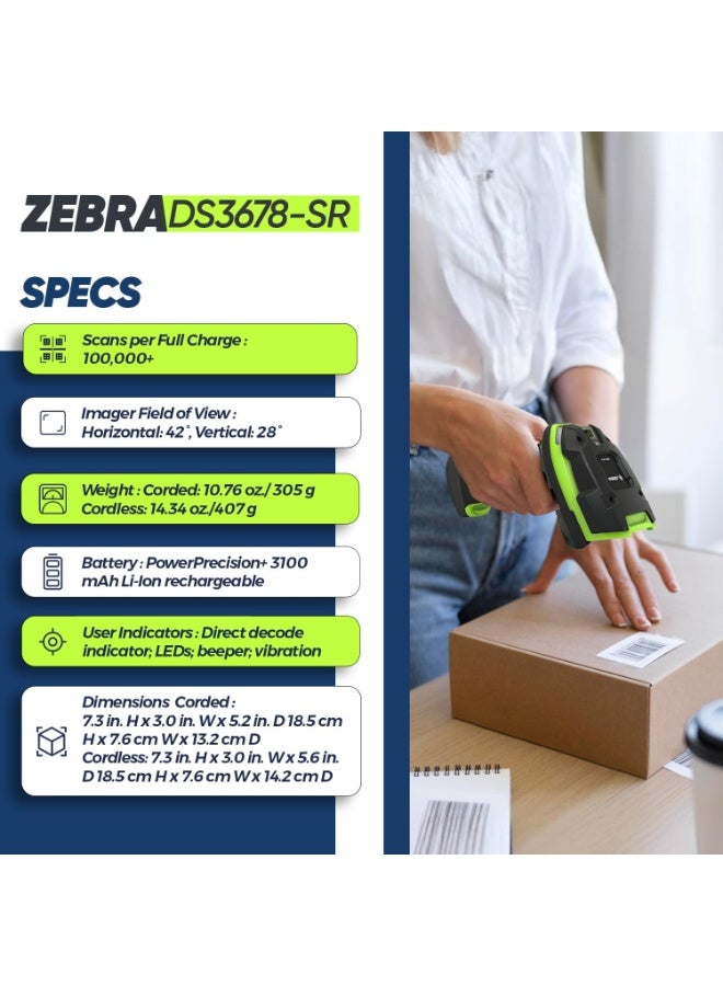 Zebra DS3678-SR Ultra-Rugged Wireless Barcode Scanner Kit | Bluetooth 4.0 | USB, RS232, Cradle & Power Adapter | IP65 Cradle | Freezer-Ready Design – Industrial Grade - Image 4