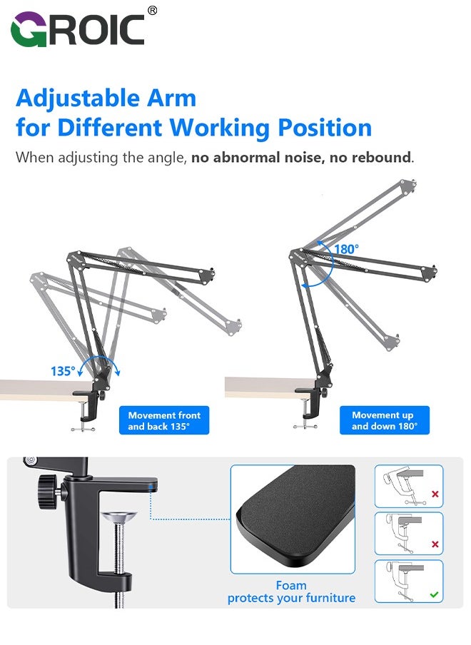 GROIC Tablet Holder for Bed, Adjustable and Foldable Tablet Bed Stand Mount with 360 Degree Rotation for iPad pro, iPad, iPhone, Samsung Galaxy, and All 4.7-12.9" Devices  - Image 4