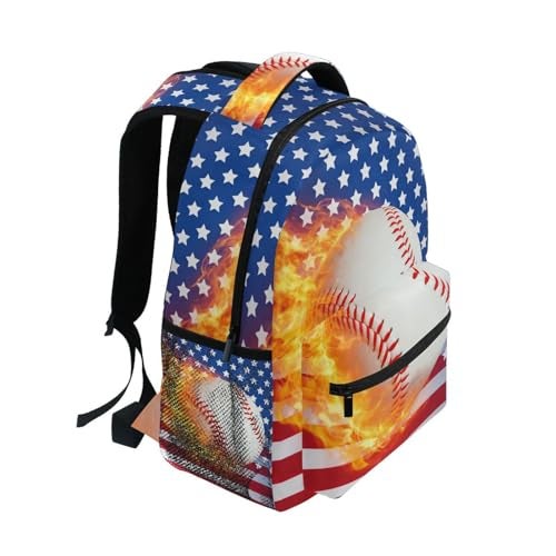 ZOEO Blue Baseball Bookbags Chic 3th 4th 5th Grade School Backpacks Travel Laptop Daypack Bag Purse for Girls Boys Teens - Image 3