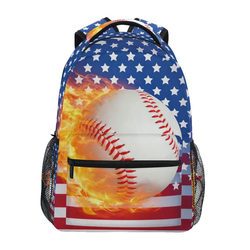 ZOEO Blue Baseball Bookbags Chic 3th 4th 5th Grade School Backpacks Travel Laptop Daypack Bag Purse for Girls Boys Teens - Image 2