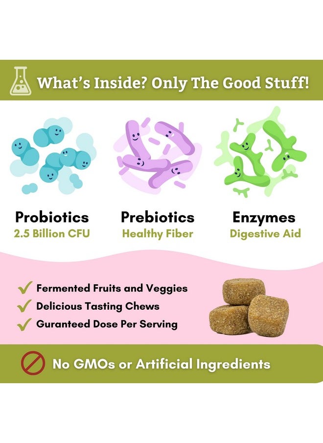 Wholistic Pet Organics : Probiotic Chews For Dogs Digestive Health  60 Count  Dog Probiotics And Digestive Enzymes  Support Gut Health Immune Supplement Prevents Dog Digestive Problems  - Image 3