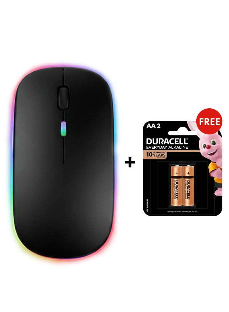 HP Wireless Computer Mouse Rechargeable Slim Silent - Multicolour & EveryDay Alkaline AA2 Batteries - 2 Pieces GoldBundle - Image 1