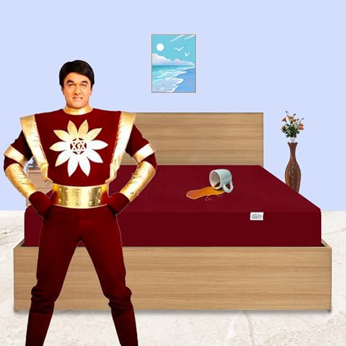 GADDA CO 100% Waterproof Premium Cotton Feel Mattress Protector Twin Bed 72x48 Inch|Ultra Soft Breathable & Hypoallergenic Fitted Bed Protector Terry Cover(6x4 feet, Fits Upto 10 Inches, Maroon) - Image 2