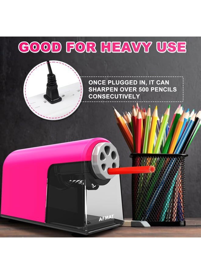 AFMAT Heavy Duty Electric Pencil Sharpener, 6 Holes, Auto Stop Pencil Sharpener for School, Classroom for 6-11mm Pencils, 7000 Sharpening Times, Pink - Image 5