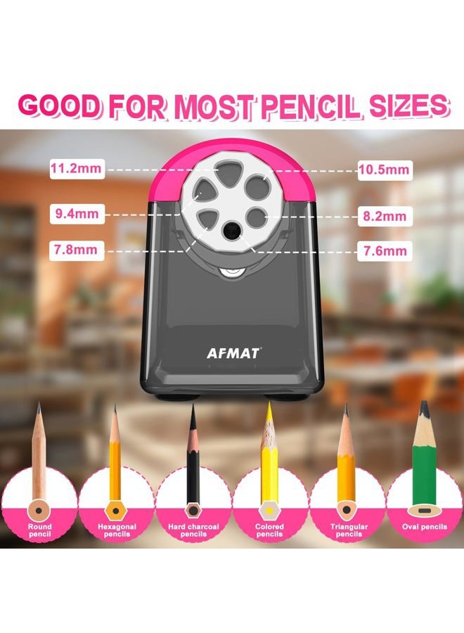 AFMAT Heavy Duty Electric Pencil Sharpener, 6 Holes, Auto Stop Pencil Sharpener for School, Classroom for 6-11mm Pencils, 7000 Sharpening Times, Pink - Image 2